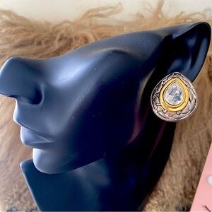 Vintage Premier pear shape rhinestone clip on earrings